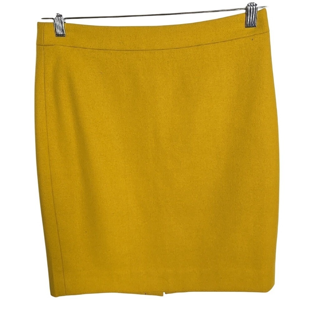 J. Crew Mustard Yellow The Pencil Skirt Preppy Work‎ Office Business 6P